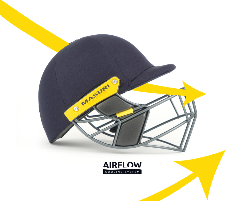 airflow cooling system on the masuri t line steel cricket helmet