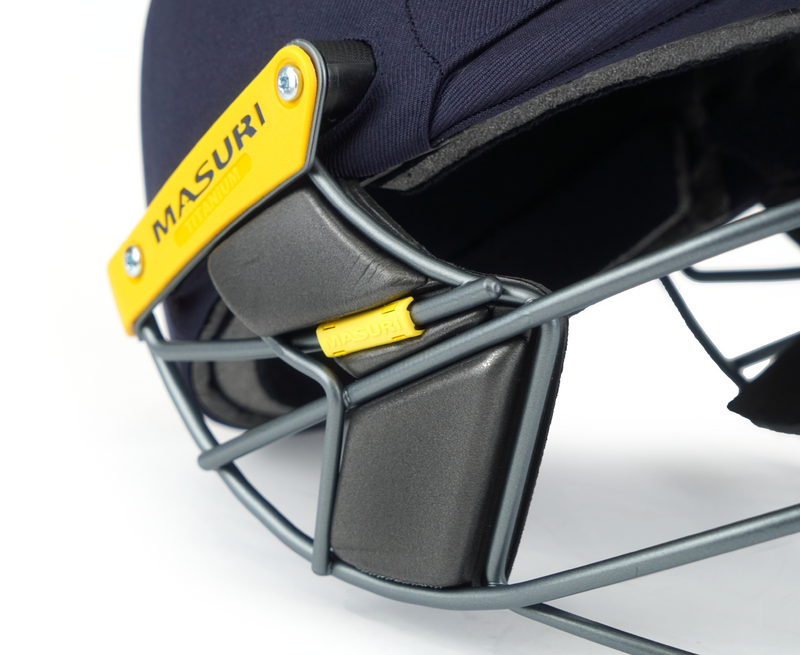 masuri t line steel cricket helmet earguards and yellow steel side plates
